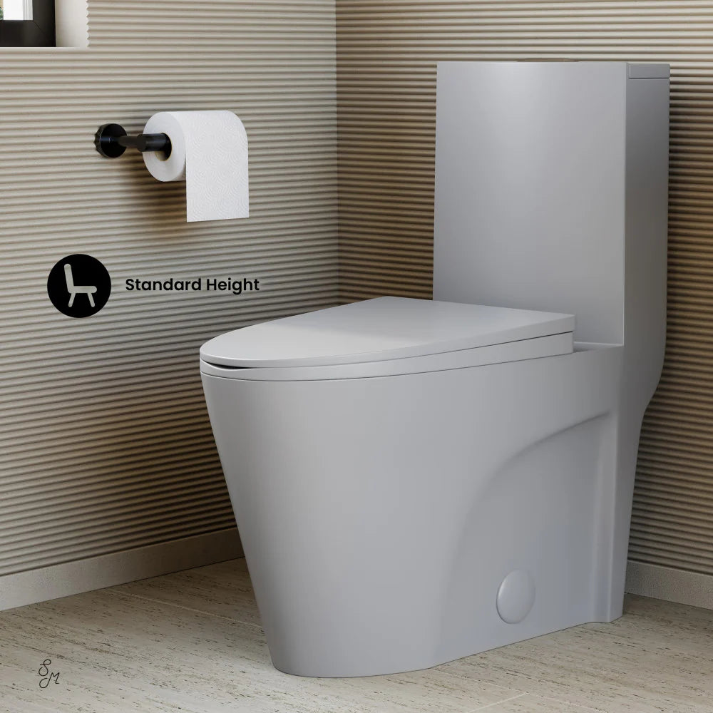 Swiss Madison St. Tropez One-Piece Elongated Toilet Vortex™ Dual-Flush 1.1/1.6 gpf in Matte Grey