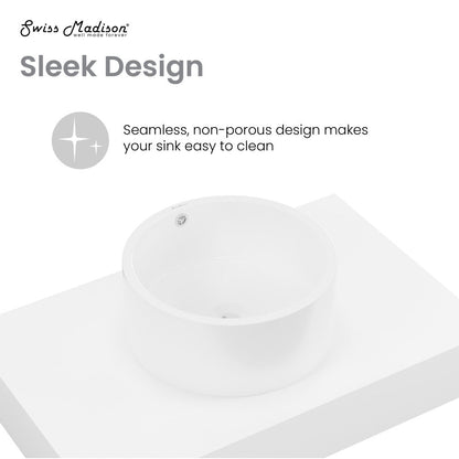 Swiss Madison Monaco 36" Floating Bathroom Shelf with Vessel Sink in Glossy White