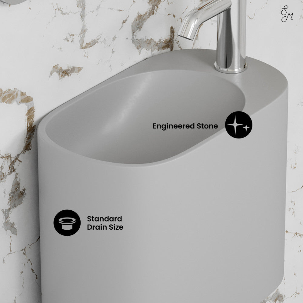 Swiss Madison Terre 17.5" Right Side Faucet Wall-Mount Bathroom Sink in Pashmina Grey