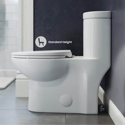 Swiss Madison Sublime One Piece Elongated Toilet Dual Flush, Brushed Gold Hardware 1.1/1.6 gpf