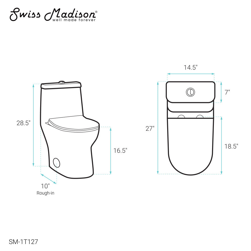 Swiss Madison Ivy One-Piece Toilet, 10" Rough-in 1.1/1.6 gpf