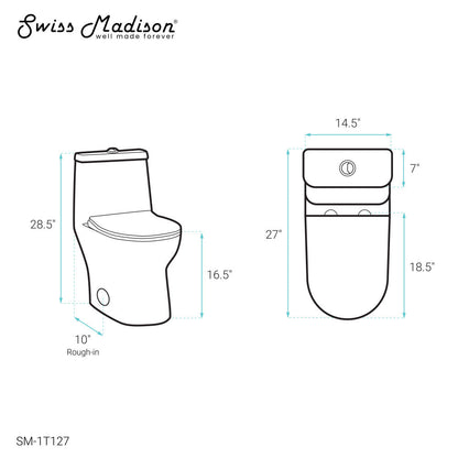Swiss Madison Ivy One-Piece Toilet, 10" Rough-in 1.1/1.6 gpf
