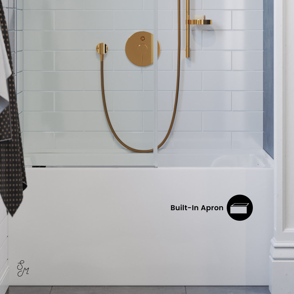 Swiss Madison Voltaire 48 x 32 Skirted Right Drain Soaking Apron Bathtub in Glossy White with Integrated Overflow, Drain Included