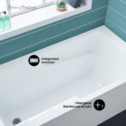 Swiss Madison Ivy 60" x 30" Left-Hand Drain Alcove Bathtub with Apron