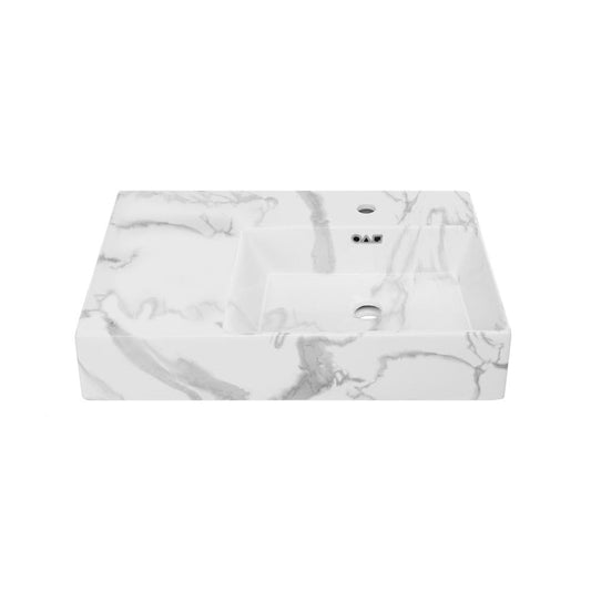 Swiss Madison St. Tropez 24" Right Side Faucet Wall-Mount Bathroom Sink in White Marble
