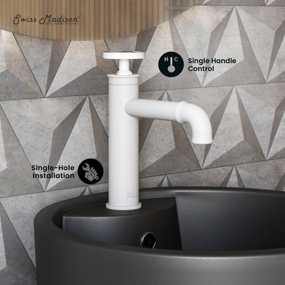 Swiss Madison Avallon Single Hole, Single-Handle Wheel, Bathroom Faucet in Matte White