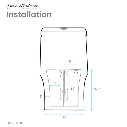 Swiss Madison Virage One Piece Elongated Toilet with Touchless Retrofit Dual Flush 1.1/1.6 gpf