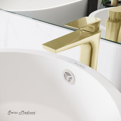 Swiss Madison Monaco Single Hole, Single-Handle, High Arc Bathroom Faucet in Brushed Gold