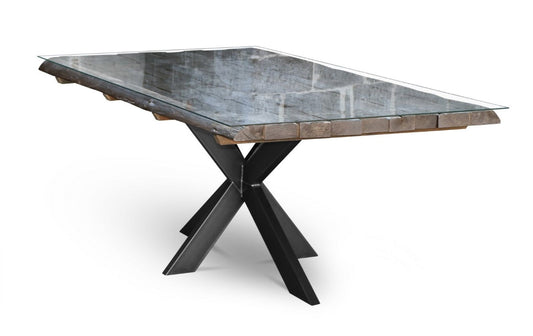 Maxima House REDDE-Glass Solid Wood Dining Table