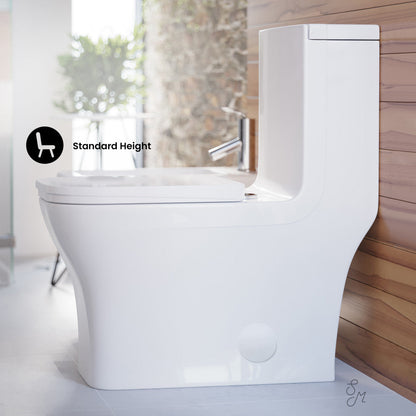 Swiss Madison Concorde One-Piece 14" Rough-in 1.1/1.6 GPF Dual Top Flush Square Toilet in Glossy White