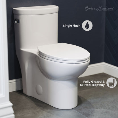Swiss Madison Sublime One-Piece Elongated Left Side Flush Handle Toilet 1.28 gpf