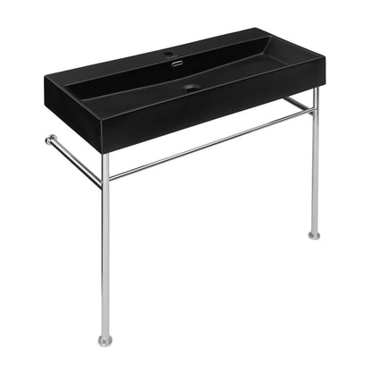 Swiss Madison Claire 40 Ceramic Console Sink Matte Black Basin Chrome Legs