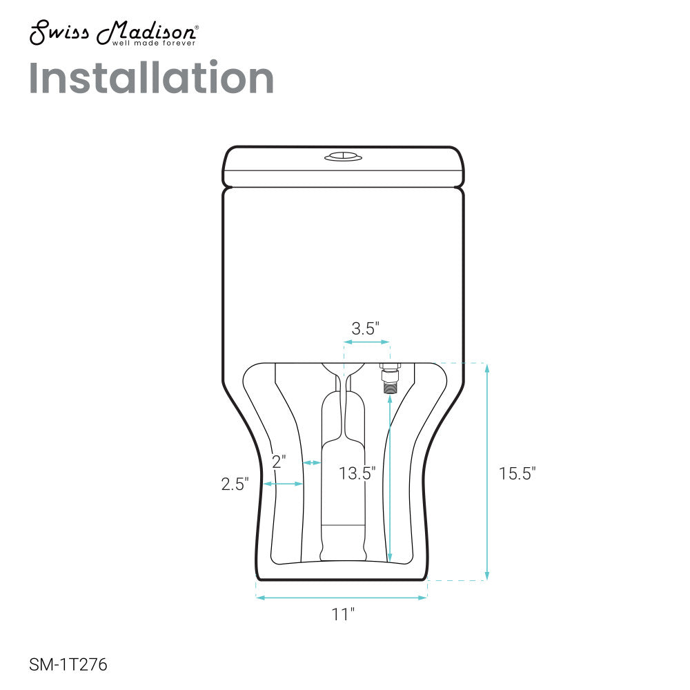 Swiss Madison Carre One-Piece Square Toilet Dual-Flush 1.1/1.6 gpf with 10" Rough-In