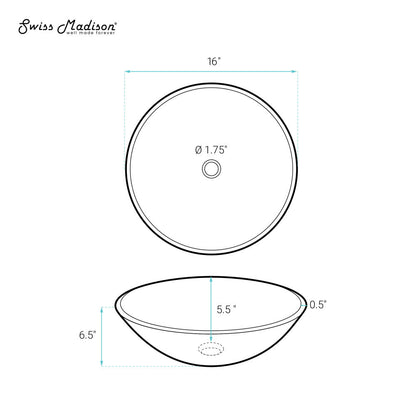 Swiss Madison Virage 16.5" Round Glass Vessel Sink