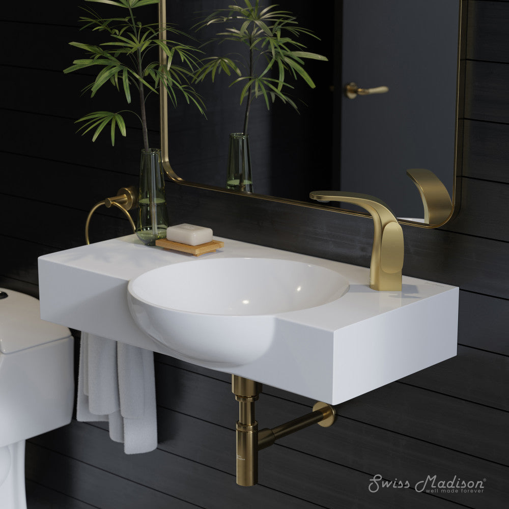 Swiss Madison Chateau 30" Right Side Faucet Wall-Mount Bathroom Sink