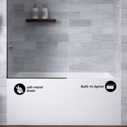Swiss Madison Voltaire 54 x 30 Skirted Left Drain Soaking Alcove Bathtub in Glossy White