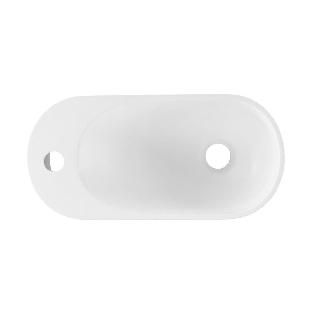 Swiss Madison Terre 18" Solid Surface Oval Wall-Mounted Sink with Left Side Faucet Mount in Matte White
