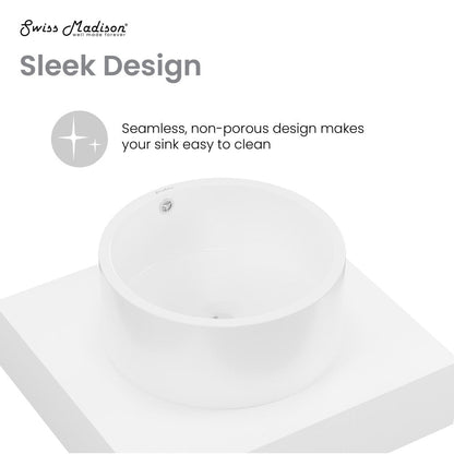 Swiss Madison Monaco 24" Floating Bathroom Shelf with Vessel Sink in Glossy White