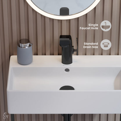Swiss Madison Claire 22" Wall-Mount Bathroom Sink with Black Towel Bar