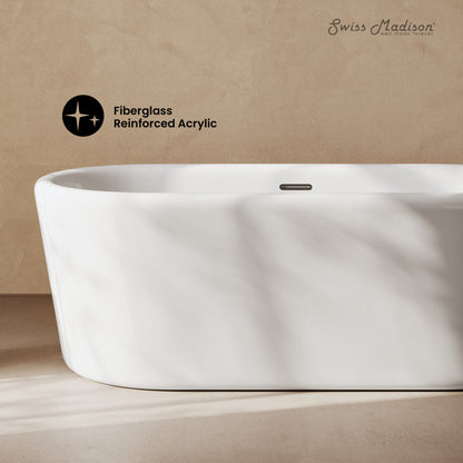 Swiss Madison Nanterre 68" Soaking Freestanding Bathtub in Glossy White, Drain Included