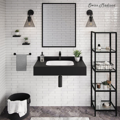 Swiss Madison Avancer 36'' Wall Mount Sink In Black Marquina