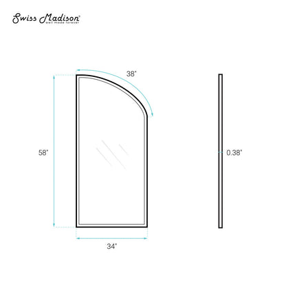 Swiss Madison Demi 34 x 58 Framed Fixed 3/8 in. (10mm) Clear Tempered Glass Tub Door with Gold Brushed Frame