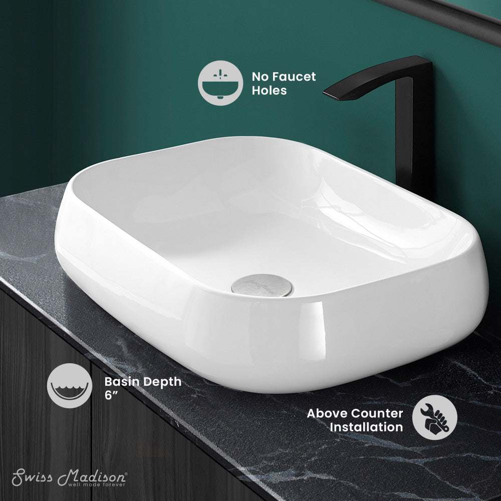 Swiss Madison Chateau 22 Square Ceramic Vessel Sink