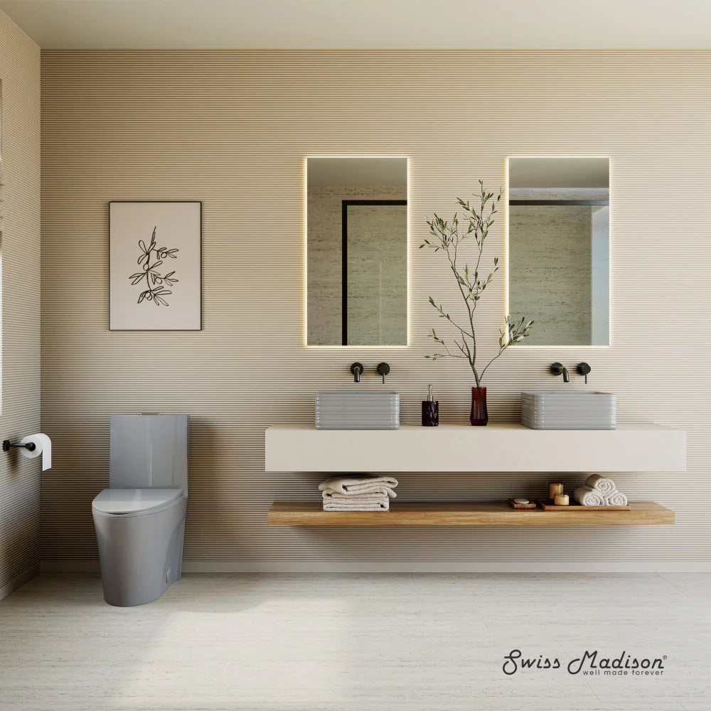 Swiss Madison St. Tropez One-Piece Elongated Toilet Vortex™ Dual-Flush 1.1/1.6 gpf in Glossy Grey
