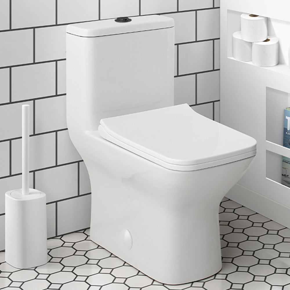 Swiss Madison Carre One Piece Square Toilet Dual Flush, Black Hardware