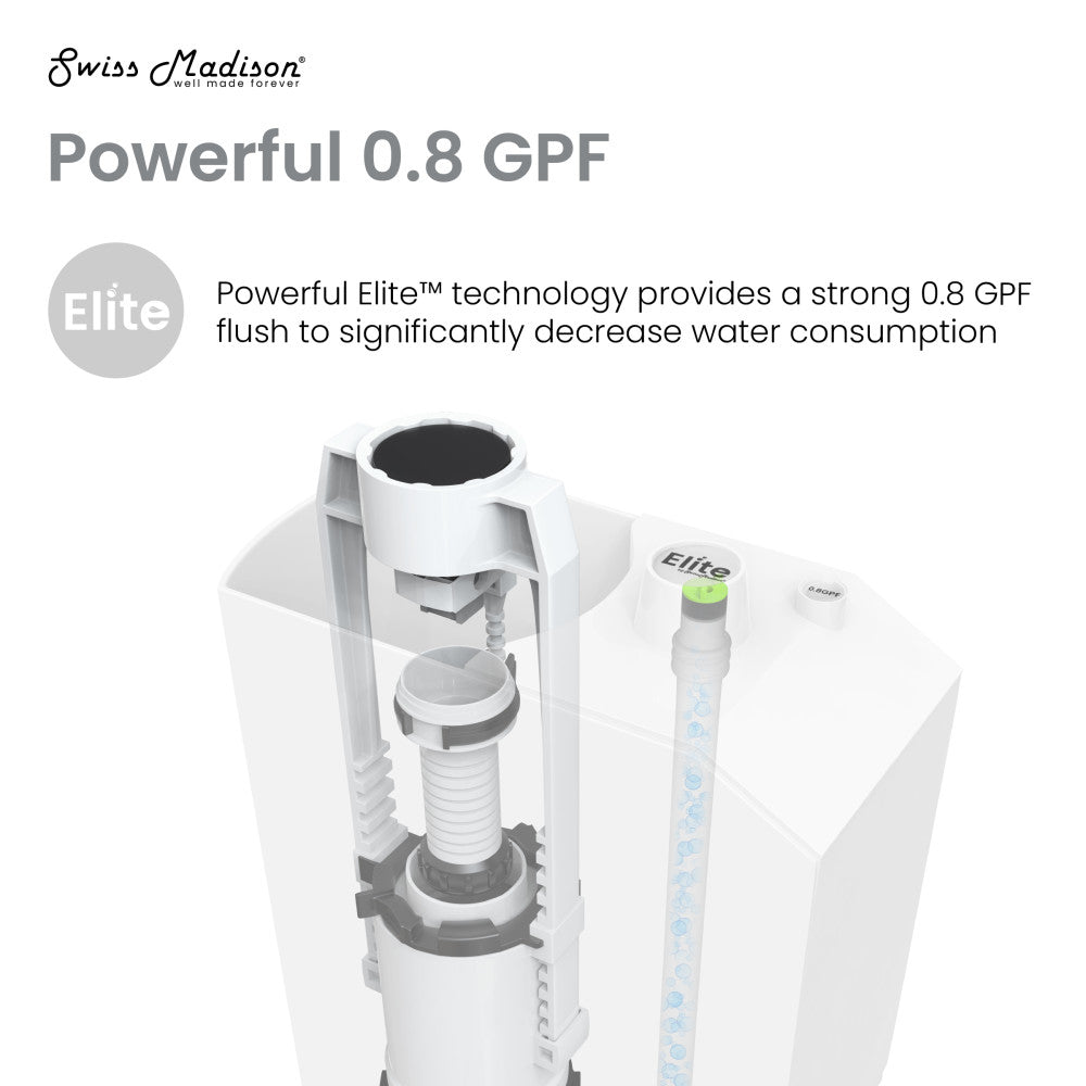 Swiss Madison Dreux High Efficiency One-Piece Elongated Toilet with 0.8 GPF Water Saving Patented Technology