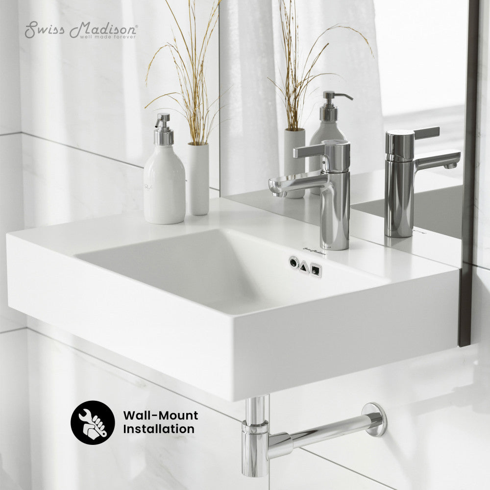 Swiss Madison St. Tropez 24" Rectangle Wall-Mounted Sink with Right Side Faucet Mount