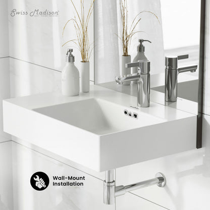 Swiss Madison St. Tropez 24" Rectangle Wall-Mounted Sink with Right Side Faucet Mount
