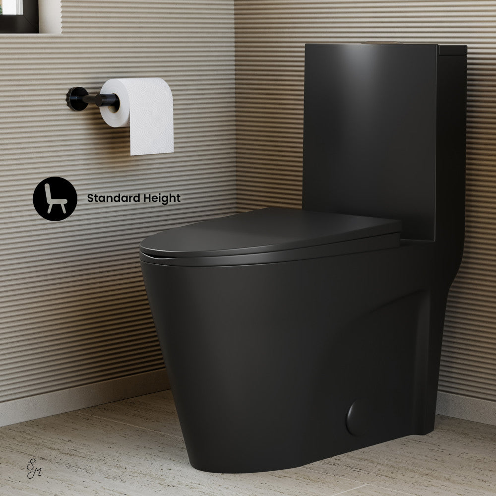 Swiss Madison St. Tropez One-Piece 14" Rough-in 1.1/1.6 GPF Dual Top Flush Elongated Toilet in Matte Black