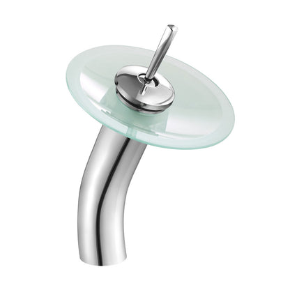 Swiss Madison Cascade 16.5 Color Glass Vessel Sink with Faucet, Frost