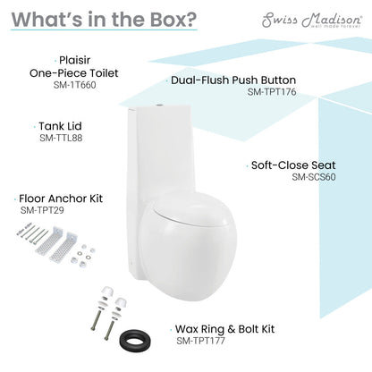 Swiss Madison Plaisir One-Piece Elongated Toilet Dual-Flush 1.1/1.6 gpf