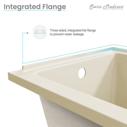 Swiss Madison Voltaire 60" x 30" Left-Hand Drain Alcove Bathtub in Bisque