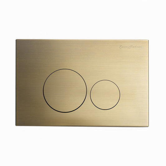 Swiss Madison Wall Mount Dual Flush Metal Actuator plate in Matte Gold