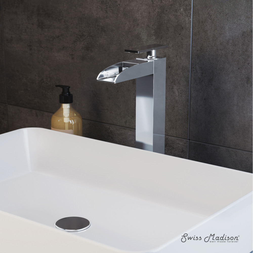 Swiss Madison Concorde Single Hole, Single-Handle, High Arc Waterfall, Bathroom Faucet in Chrome