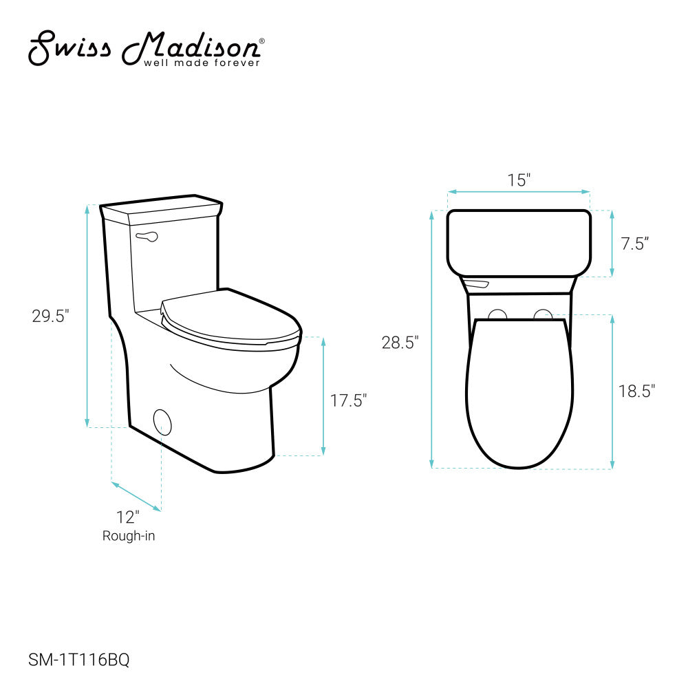 Swiss Madison Classe One Piece Toilet with Front Flush Handle 1.28 gpf in Bisque
