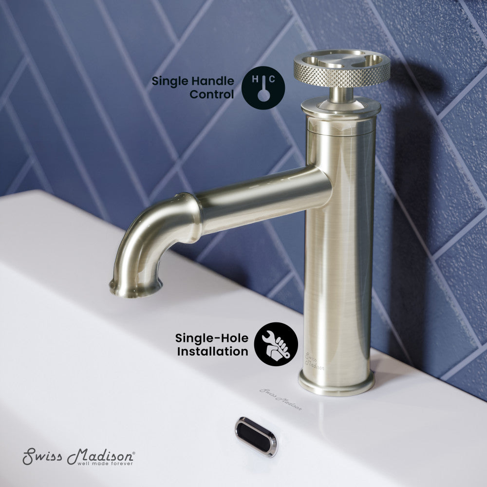 Swiss Madison Avallon Single Hole, Single-Handle Wheel, Bathroom Faucet in Brushed Nickel