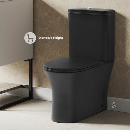 Swiss Madison Calice Two-Piece Elongated Rear Outlet Toilet Dual-Flush 0.8/1.28 gpf in Matte Black