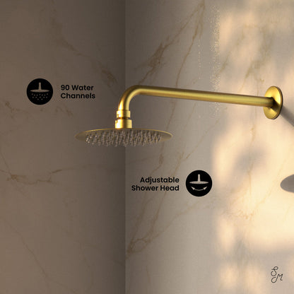 Swiss Madison Ivy 1.8 GPM Wall Mount Fixed Shower Head with Hand Sprayer and Tub Filler in Brushed Gold, Valve Included