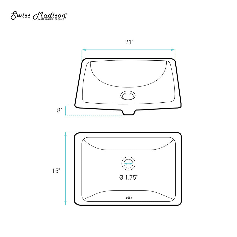 Swiss Madison Plaisir 21 Rectangular Under-Mount Bathroom Sink