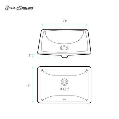 Swiss Madison Plaisir 21 Rectangular Under-Mount Bathroom Sink