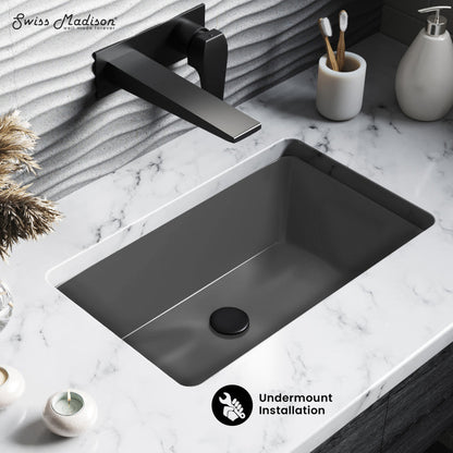 Swiss Madison Voltaire 21" Rectangular Ceramic Undermount Bathroom Sink in Matte Gray