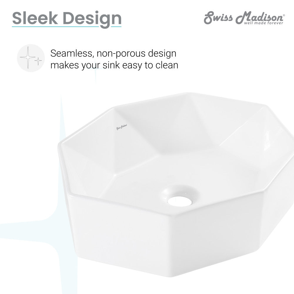 Swiss Madison Brusque Glossy White Ceramic Specialty Vessel Sink 19.25 in