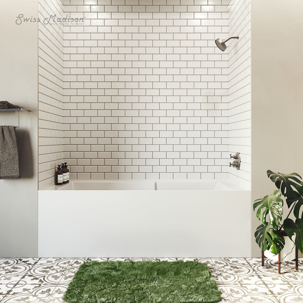 Swiss Madison Voltaire 72" x 36" Right-Hand Drain Alcove Bathtub with Apron and Armrest