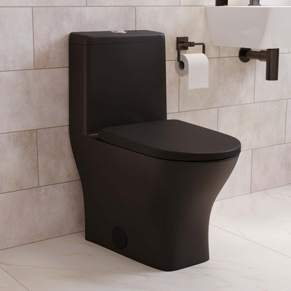 Swiss Madison Sublime II One-Piece 12" Rough-in 1.1/1.6 GPF Dual Top Flush Round Compact Toilet in Matte Black
