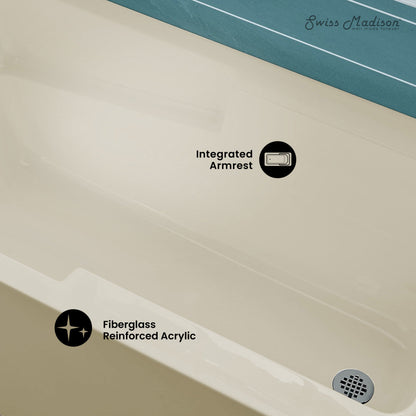 Swiss Madison Voltaire 54" x 30" Left-Hand Drain Alcove Bathtub with Apron in Bisque