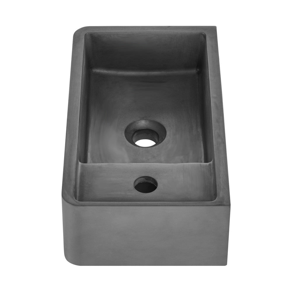 Swiss Madison Lisse 16" Concrete Rectangle Wall-Mounted Sink with Right Side Faucet Mount in Matte Dark Gray